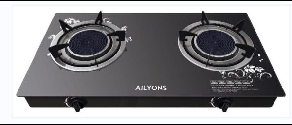 AILYONS 2 Burner Glass Top Gas Cooker & Infrared Double burner