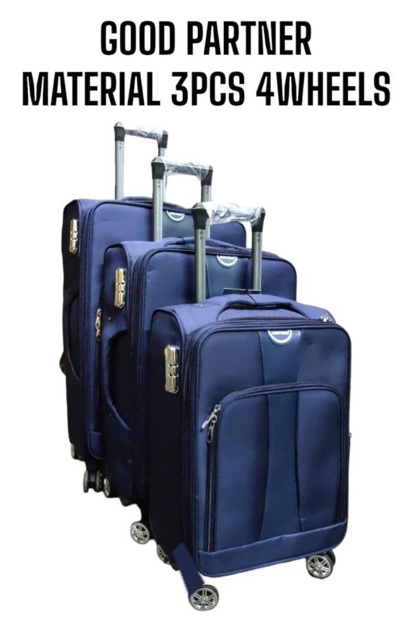 3 IN 1 GOOD PARTNER 4 WHEELED FABRIC SUITCASES