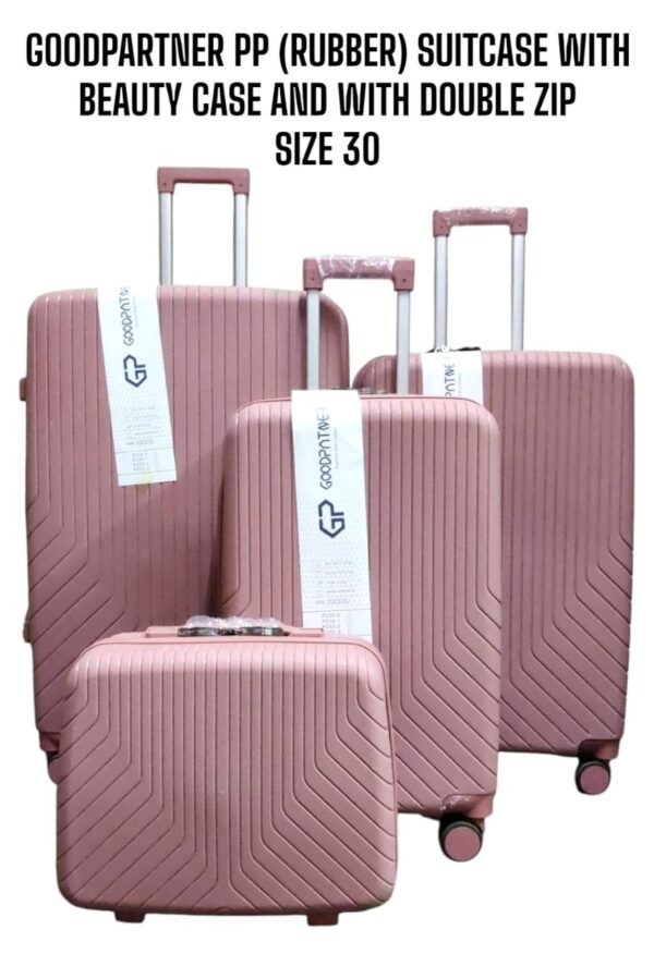 4 IN 1 GOODPARNER PP RUBBER SUITCASES WITH BEAUTY CASE & DOUBLE ZIP