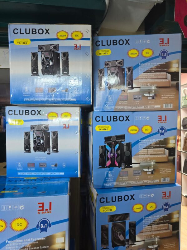 3.1 CH CLUBOX 1200W HOME THEATRE SPEAKER SYSTEM WITH REMOTE CONTROL