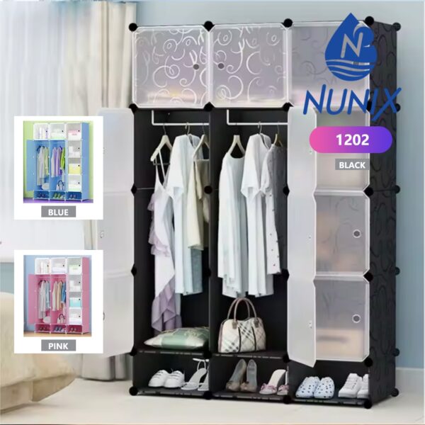 NUNIX (1202) 3 COLUMN PORTABLE PLASTIC WARDROBE