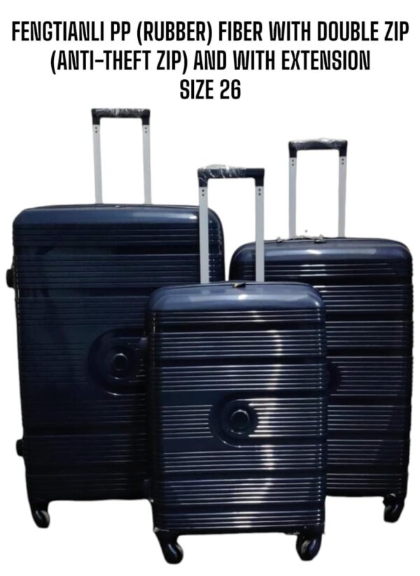 3 IN 1 FENGTIANLI PP RUBBER SUITCASE WITH DOUBLE ZIP (SIZE 27) - Image 4