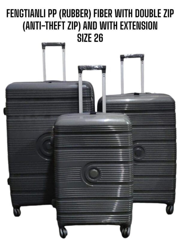 3 IN 1 FENGTIANLI PP RUBBER SUITCASE WITH DOUBLE ZIP (SIZE 27) - Image 7