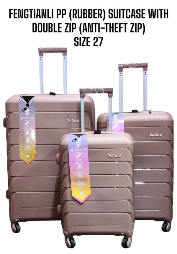 3 IN 1 FENGTIANLI PP RUBBER SUITCASE WITH DOUBLE ZIP (SIZE 27)