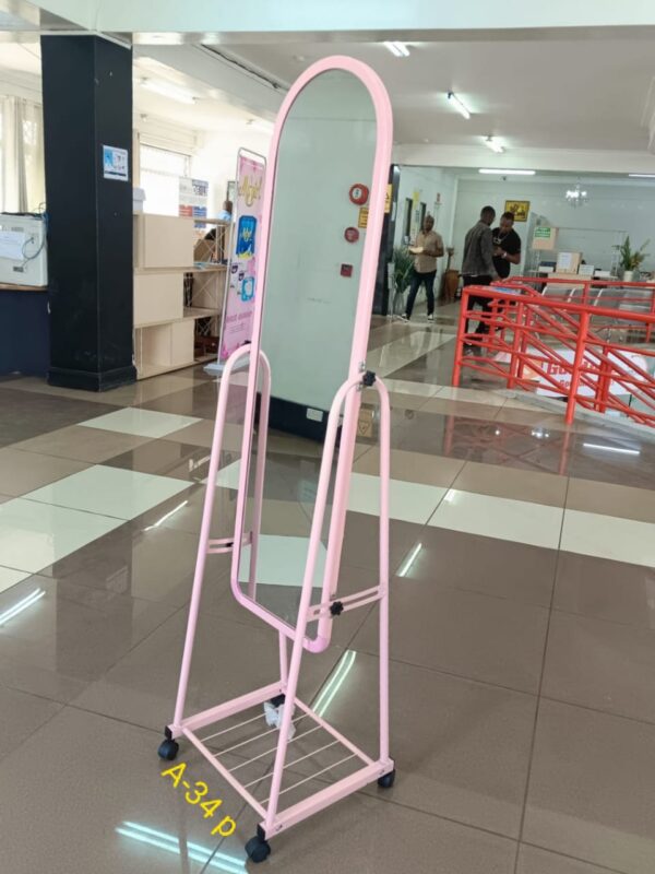 FULL LENGTH MOVABLE DRESSING MIRROR WITH RACK AND WHEELS - Image 2