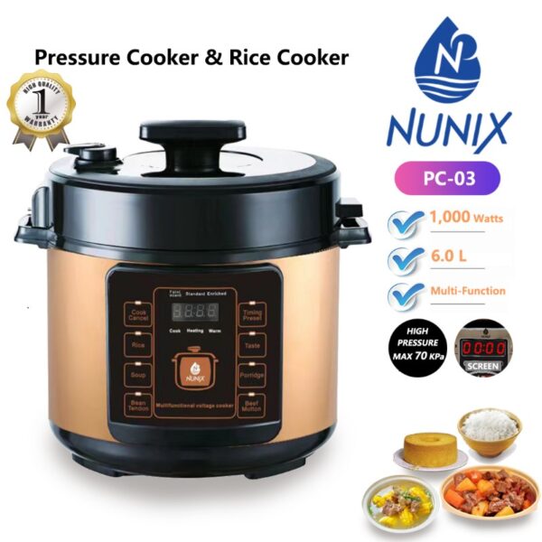 NUNIX (PC-03) 6 L MULTIFUNCTIONAL ELECTRIC PRESSURE COOKER & RICE COOKER