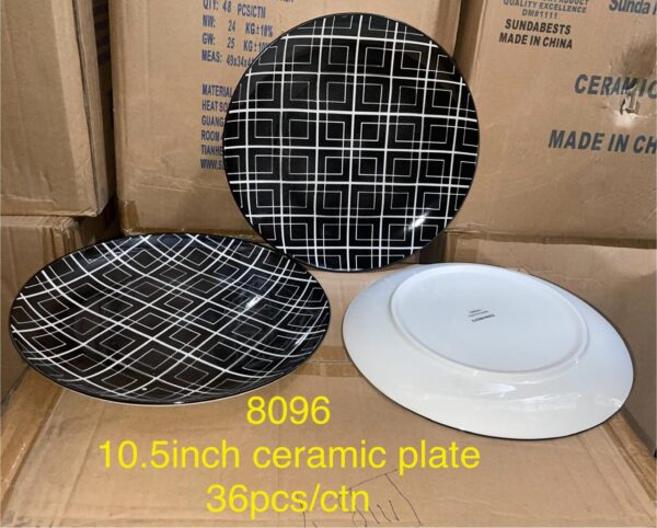 6 PCS SET OF 10.5" CHECKED CERAMIC PLATES