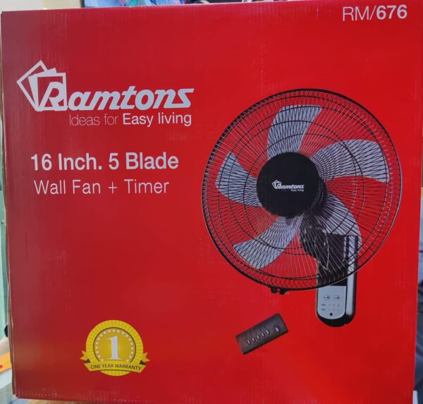 RAMTONS (RM/676) 16 INCHES WALL FAN WITH REMOTE CONTROL