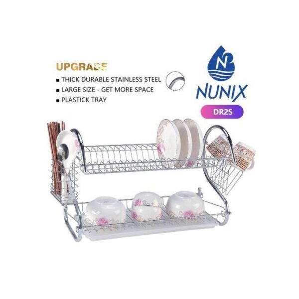 NUNIX 2 TIER STAINLESS STEEL DISH RACK