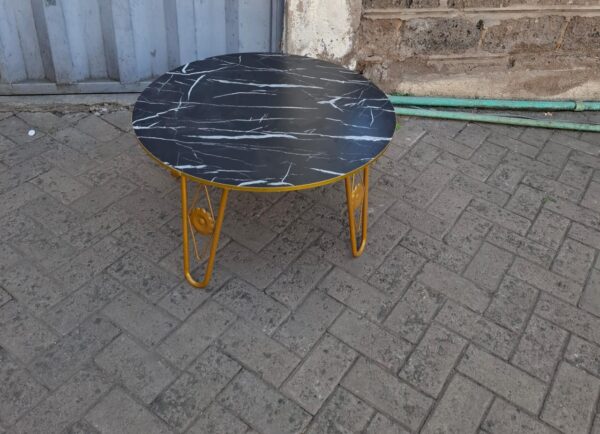 BLACK EXECUTIVE MDF MARBLE EFFECT ROUND COFFEE TABLE