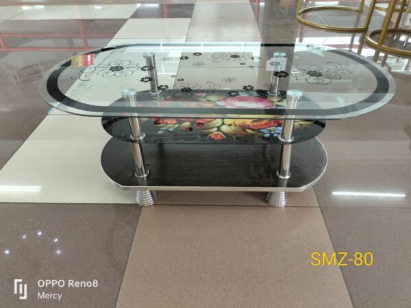 EXECUTIVE GLASS COFFEE TABLE WITH 2 STORAGE SHELVES