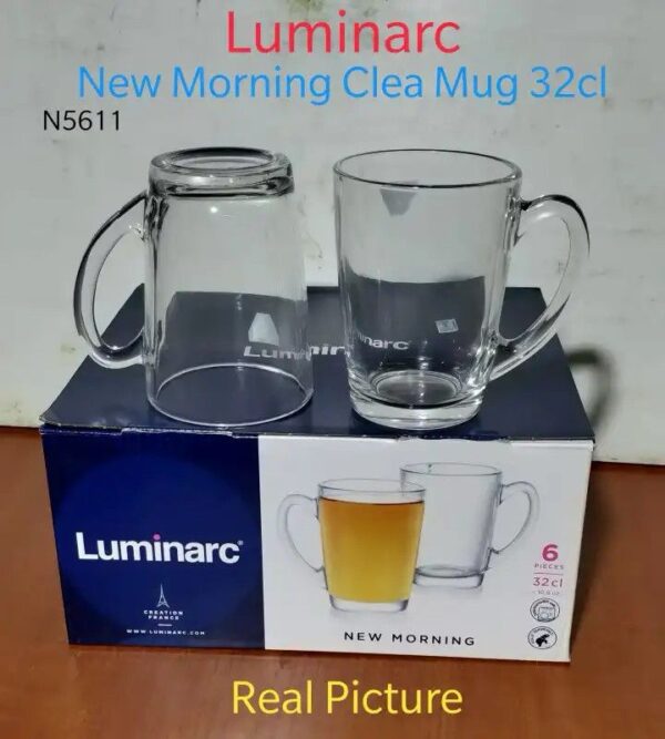 6 PCS SET OF  LUMINARC CLEAR MUGS