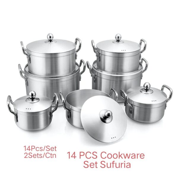 14 PCS STAINLESS ALLUMINIUM COOKWARE SET