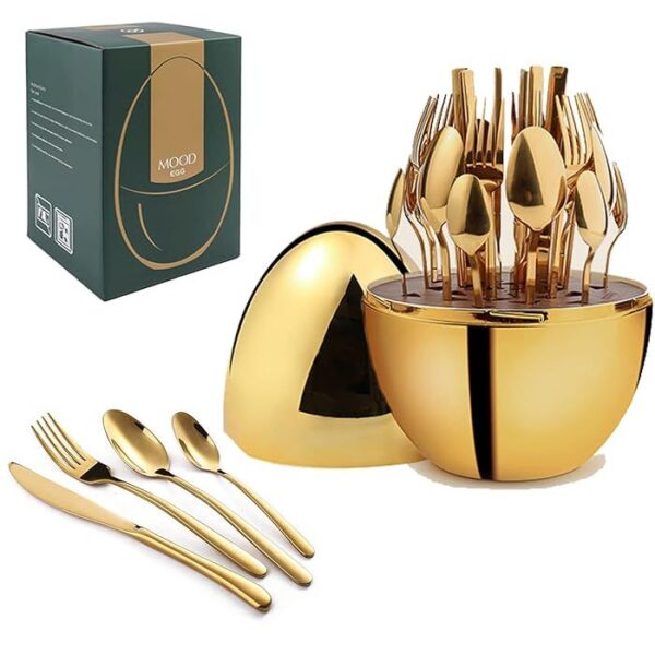 36 PCS EXECUTIVE EGG-SHAPED CUTLERY SET - GOLD