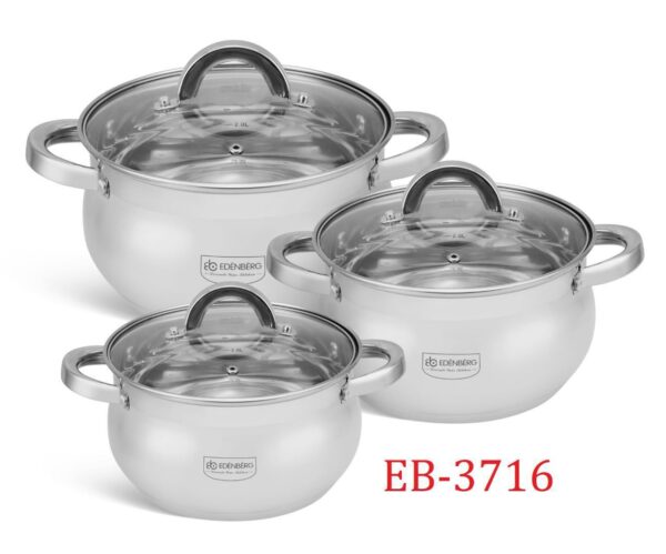 6 PCS EDENBURG STAINLESS STEEL COOKWARE SET