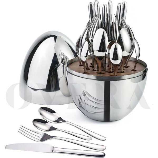 36 PCS EXECUTIVE EGG SHAPED CUTLERY SET - SILVER