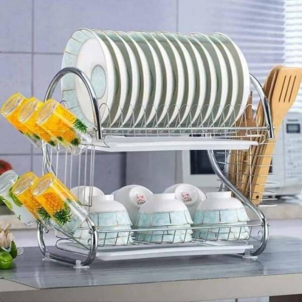 2 TIER STAINLESS STEEL DISH DRAINER DRYING RACK