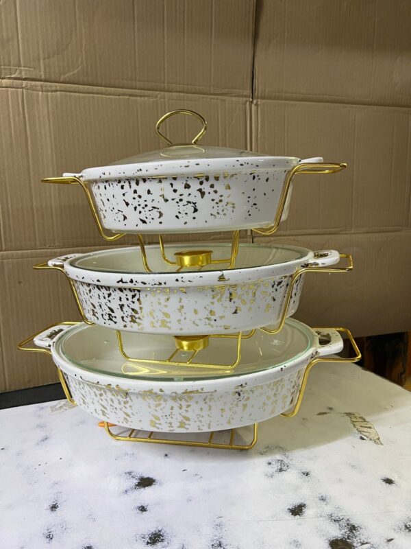 3 PCS CERAMIC CHAFFING DISHES  3.5L , 2.5L & 1.8L